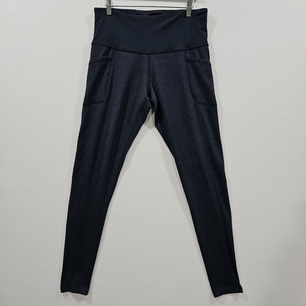 Athleta Exhale Heel Tight 1X Heathered Blue High Rise Leggings‎ Pockets Softluxe - Picture 2 of 11
